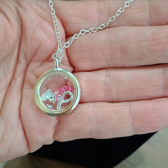 Silver and Pink Breast Cancer Awareness Necklace - Picture 3 of 5